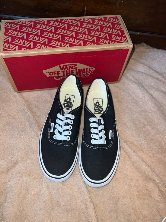 Vans Shoes - Vans Authentic Black Canvas Low-Top Sneakers with White Laces